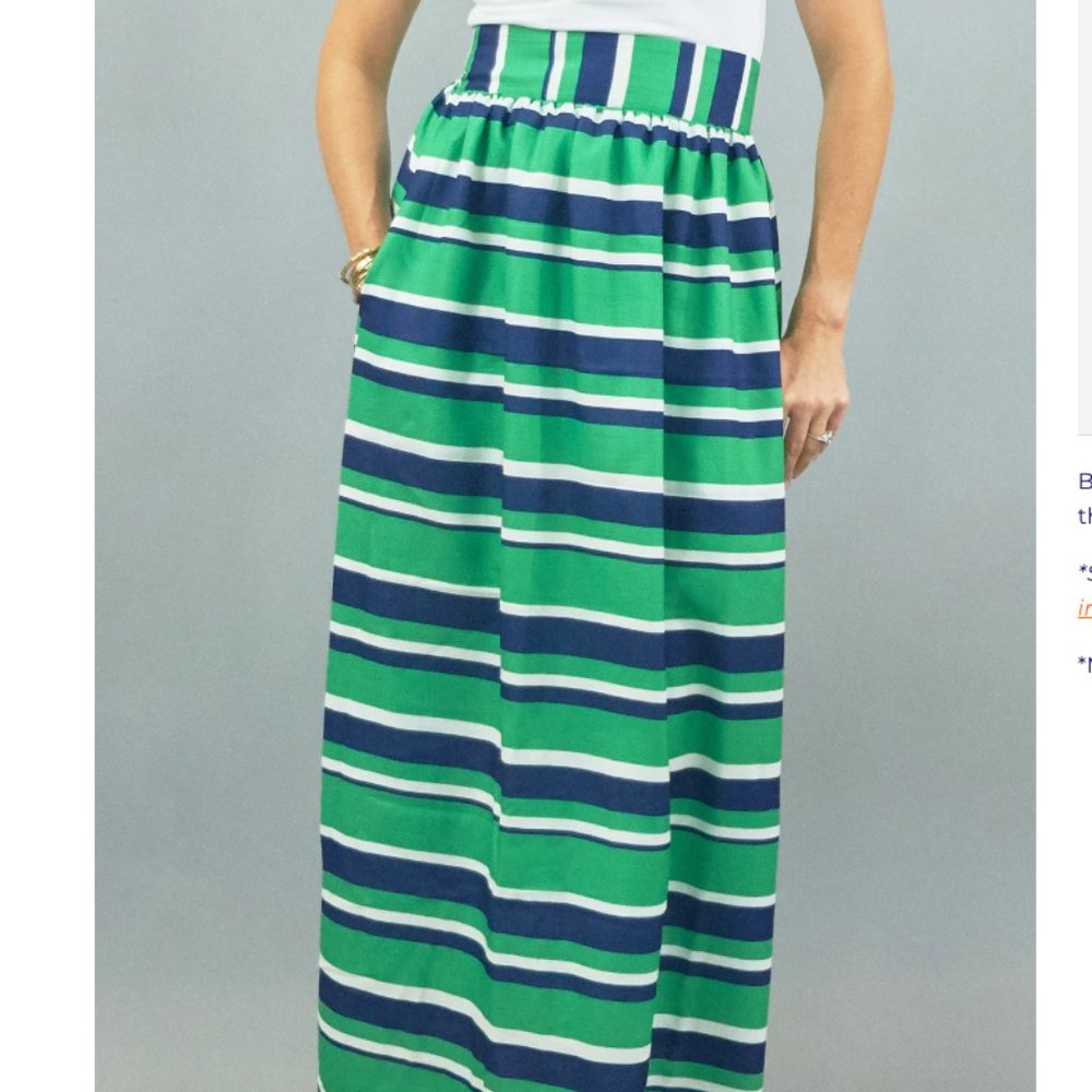 NWT CK Bradley Diddle Ball Skirt in Navy/Green Stripe